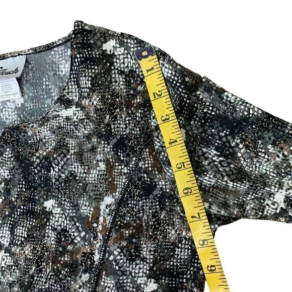 N Touch Metallic Pullover Stretchy Jersey Tops Blouse Women Size S Snakeskin - Picture 12 of 16
